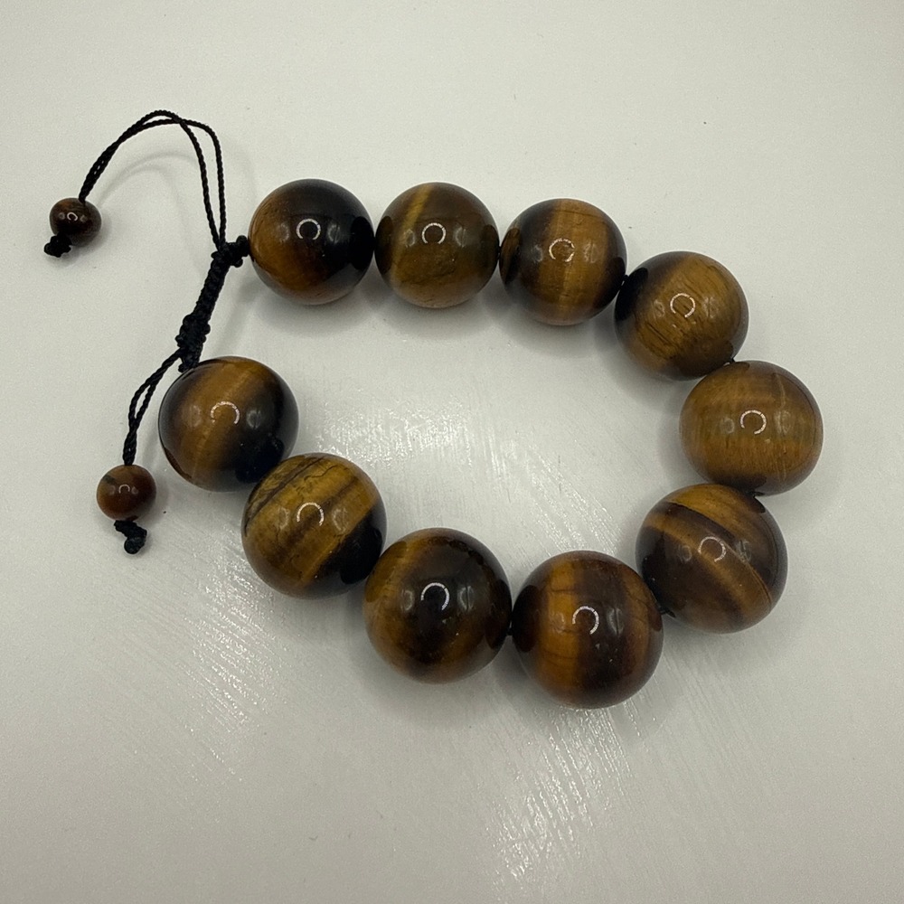 Chunky Boho Tigers Eye Beaded Adjustable‎ Statement Bracelet